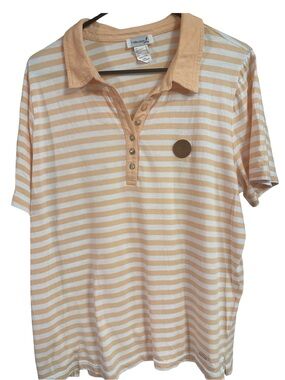 Collection B Peach & White Striped Polo